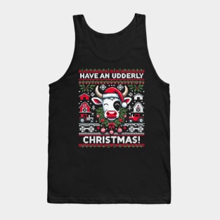 Funny Ugly Christmas Cow Holiday Design Tank Top